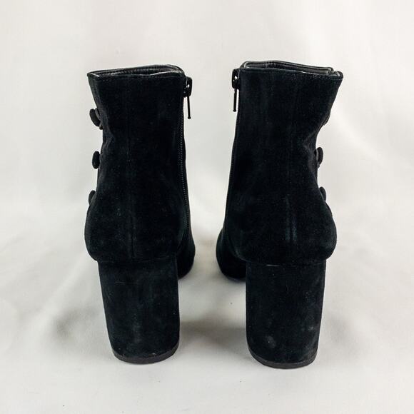 Nine West KerryLeeo Black Suede Button Ankle Booties Boots Womens 8.5 - Picture 12 of 16
